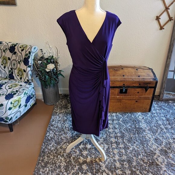 American Living Dresses & Skirts - American Living Purple Faux-Wrap Midi Dress